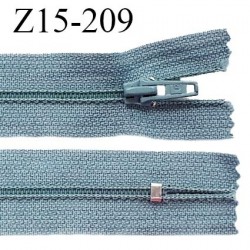 Fermeture zip 15 cm couleur bleu gris non séparable largeur 2.5 cm glissière nylon largeur 4 mm prix à l'unité