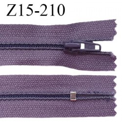 Fermeture zip 15 cm couleur violet parme non séparable largeur 2.5 cm glissière nylon largeur 4 mm prix à l'unité