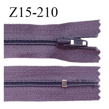 Fermeture zip 15 cm couleur violet parme non séparable largeur 2.5 cm glissière nylon largeur 4 mm prix à l'unité