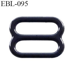 boucle de réglage 10 mm  réglette métal plastifié noir brillant pour soutien gorge largeur intérieur 10 mm  haut de gamme