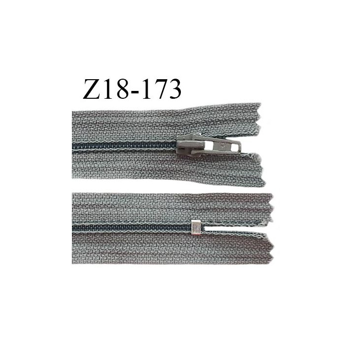Fermeture zip 18 cm non séparable couleur gris largeur 25 mm zip nylon longueur 18 cm prix à l'unité