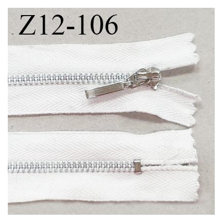Fermeture zip 12 cm non séparable couleur naturel glissière métal couleur chrome largeur 7 mm curseur métal prix à l'unité