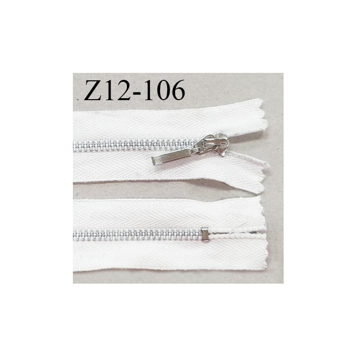 Fermeture zip 12 cm non séparable couleur naturel glissière métal couleur chrome largeur 7 mm curseur métal prix à l'unité