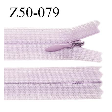 Fermeture zip YKK 50 cm non séparable couleur parme zip glissière nylon invisible prix à l'unité