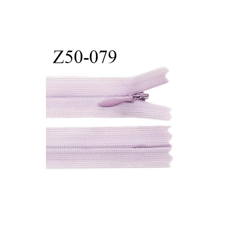 Fermeture zip YKK 50 cm non séparable couleur parme zip glissière nylon invisible prix à l'unité