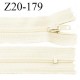 Fermeture zip YKK 20 cm non séparable couleur beige clair glissière nylon prix à l'unité