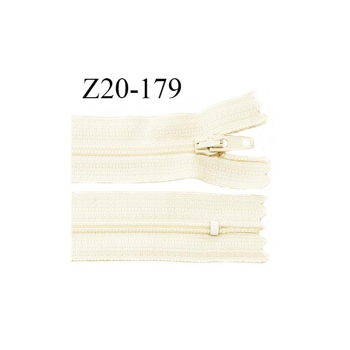 Fermeture zip YKK 20 cm non séparable couleur beige clair glissière nylon prix à l'unité