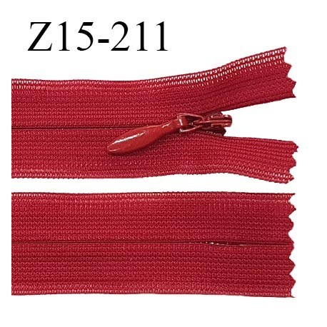Fermeture zip YKK 15 cm non séparable couleur rouge zip glissière nylon invisible prix à l'unité