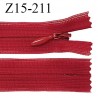 Fermeture zip YKK 15 cm non séparable couleur rouge zip glissière nylon invisible prix à l'unité