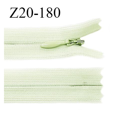 Fermeture zip YKK 20 cm non séparable couleur vert pistache zip glissière nylon invisible prix à l'unité