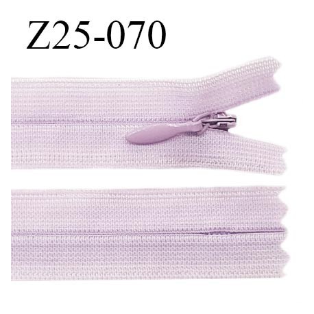 Fermeture zip YKK 25 cm non séparable couleur parme zip glissière nylon invisible prix à l'unité