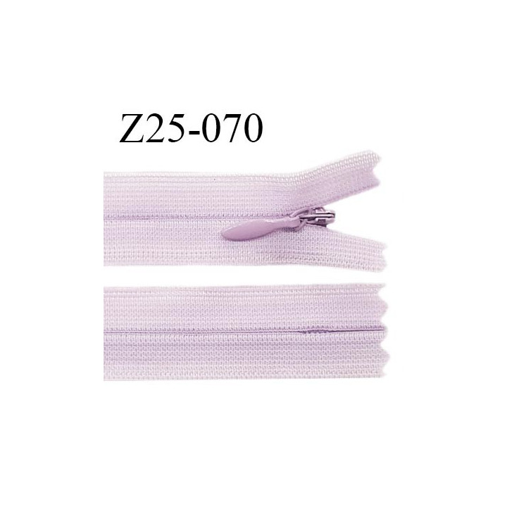 Fermeture zip YKK 25 cm non séparable couleur parme zip glissière nylon invisible prix à l'unité