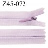 Fermeture zip YKK 40 cm non séparable couleur parme zip glissière nylon invisible prix à l'unité