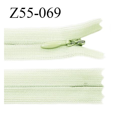 Fermeture zip YKK 55 cm non séparable couleur vert pistache zip glissière nylon invisible prix à l'unité