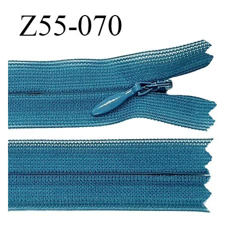 Fermeture zip YKK 55 cm non séparable couleur bleu vert pistache zip glissière nylon invisible prix à l'unité