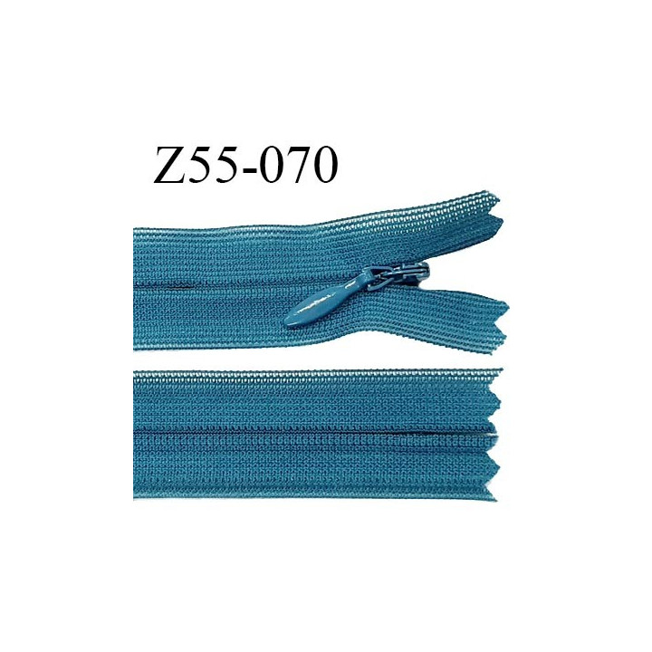 Fermeture zip YKK 55 cm non séparable couleur bleu vert pistache zip glissière nylon invisible prix à l'unité