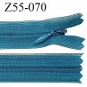 Fermeture zip YKK 55 cm non séparable couleur bleu vert pistache zip glissière nylon invisible prix à l'unité