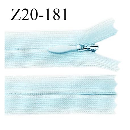 Fermeture zip YKK 20 cm non séparable couleur bleu ciel zip glissière nylon invisible prix à l'unité