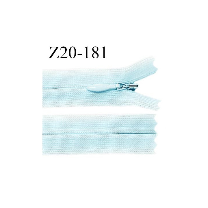 Fermeture zip YKK 20 cm non séparable couleur bleu ciel zip glissière nylon invisible prix à l'unité