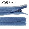 Fermeture zip YKK 50 cm non séparable couleur bleu zip glissière nylon invisible prix à l'unité