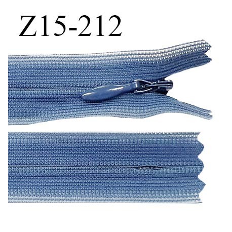 Fermeture zip YKK 15 cm non séparable couleur bleu zip glissière nylon invisible prix à l'unité