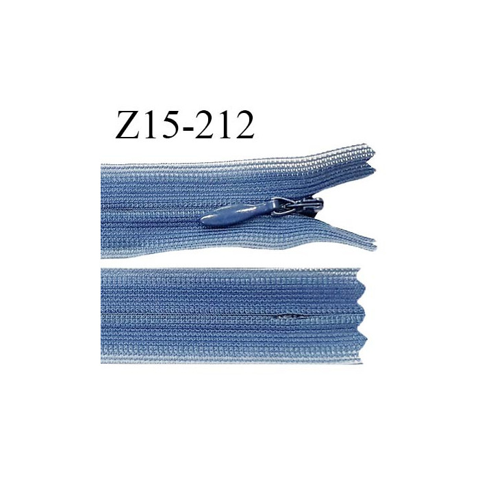 Fermeture zip YKK 15 cm non séparable couleur bleu zip glissière nylon invisible prix à l'unité