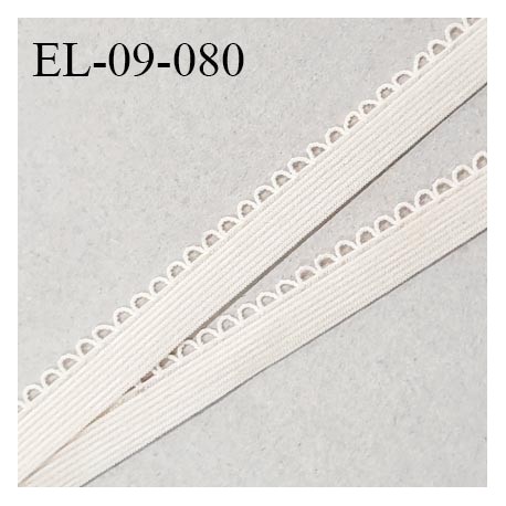Elastique picot 9 mm lingerie couleur ivoire largeur 9 mm haut de gamme Fabriqué en France prix au mètre