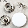 bouton 15 mm pression à griffe métal et pvc blanc et pièces chromé 5 griffes diamètre 15 mm ensemble de 4 pièces par bouton