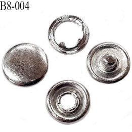 bouton 8 mm pression tête plate à griffe métal chromé  tête bombé 5 griffes diamètre 8 mm ensemble de 4 pièces par bouton
