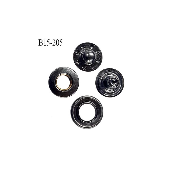 bouton 15 mm pression oeillet en métal couleur acier diamètre 15 mm couleur ensemble de 4 pièces par bouton