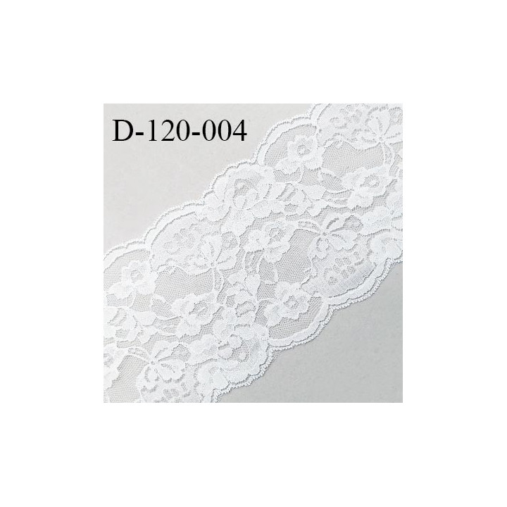 Dentelle 120 mm synthétique non extensible couleur blanc largeur 120 mm prix au mètre