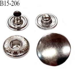 bouton pression 15 mm métal  couleur chromé diamètre 15 mm ensemble de 4 pièces par bouton