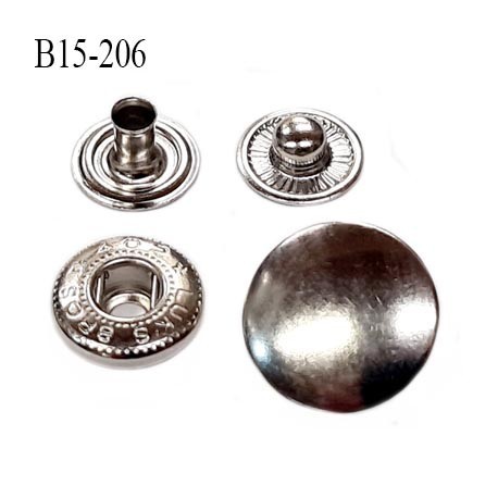 bouton pression 15 mm métal couleur chromé diamètre 15 mm ensemble de 4 pièces par bouton