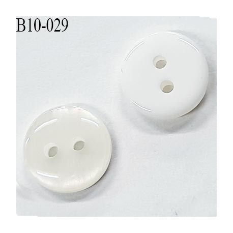 bouton 10 mm bombé couleur blanc et nacré ivoire très brillant 2 trous diamètre 10 mm
