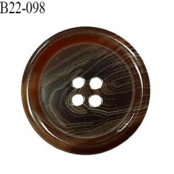 Bouton 22 mm en pvc couleur marron marbré 4 trous diamètre 22 mm épaisseur 4 mm prix à l'unité