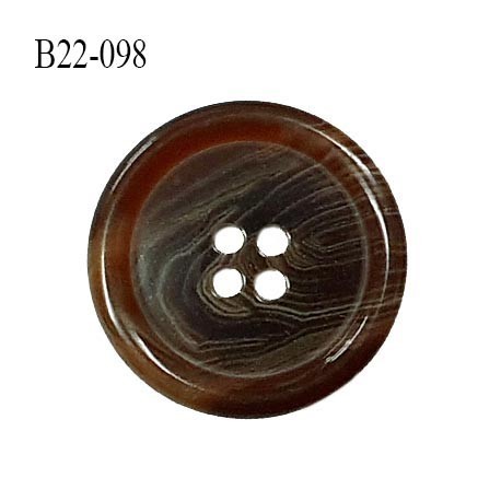 Bouton 22 mm en pvc couleur marron marbré 4 trous diamètre 22 mm épaisseur 4 mm prix à l'unité