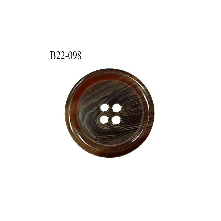 Bouton 22 mm en pvc couleur marron marbré 4 trous diamètre 22 mm épaisseur 4 mm prix à l'unité