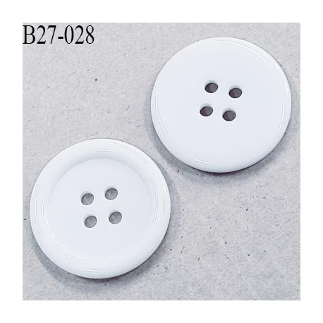 Bouton 27 mm en pvc couleur blanc 4 trous diamètre 27 mm épaisseur 4.5 mm prix à l'unité
