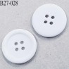 Bouton 27 mm en pvc couleur blanc 4 trous diamètre 27 mm épaisseur 4.5 mm prix à l'unité