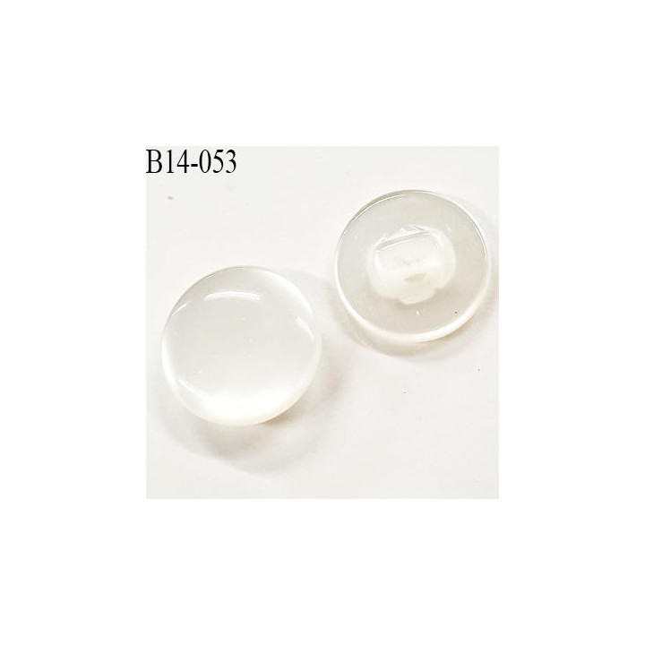 Bouton 14 mm couleur  cristal brillant nacre ivoire accroche au dos avec un anneau prix à la pièce