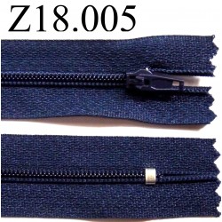fermeture éclair longueur 18 cm couleur bleu foncé non séparable zip nylon largeur 2.5 cm