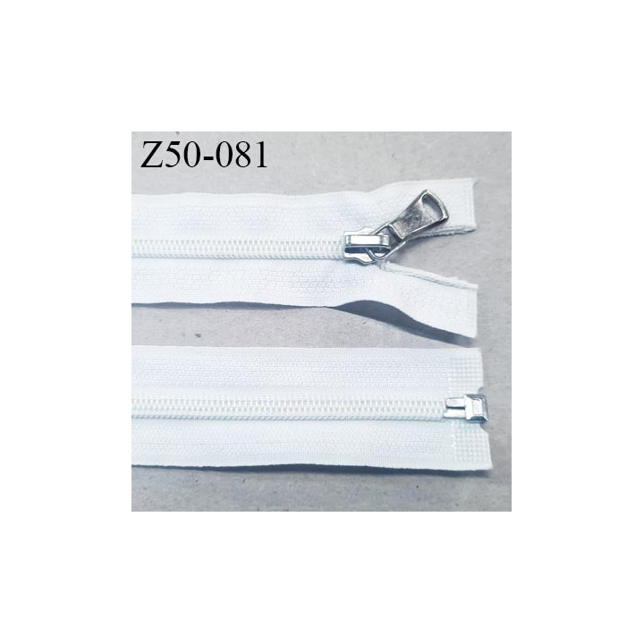 fermeture zip à glissière longueur 50 cm couleur blanc séparable largeur 3.2 cm zip glissière nylon largeur 6 mm