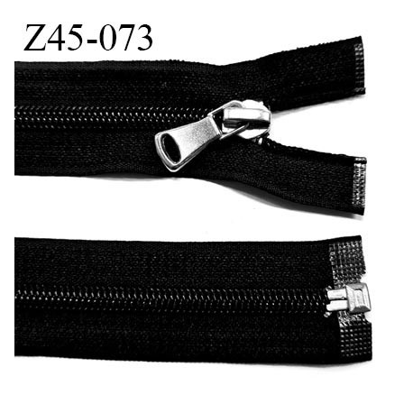 Fermeture zip blanche longueur 45 cm couleur noir séparable largeur 3.2 cm largeur de glissière spirale 6 mm curseur métal