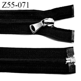 Fermeture zip à glissière longueur 55 cm couleur noir séparable largeur 3.2 cm  curseur métal zip glissière nylon largeur 6 mm