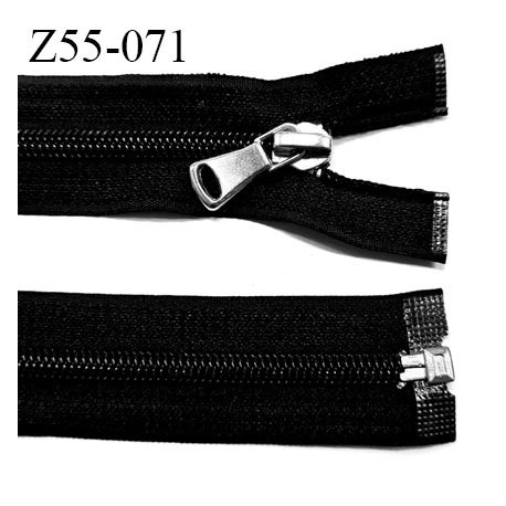 Fermeture zip à glissière longueur 55 cm couleur noir séparable largeur 3.2 cm curseur métal zip glissière nylon largeur 6 mm