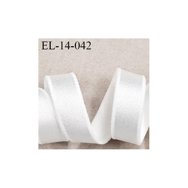 Elastique 14 mm  bretelle et lingerie une face brillante couleur écru très haut de gamme fabriqué en france prix au mètre