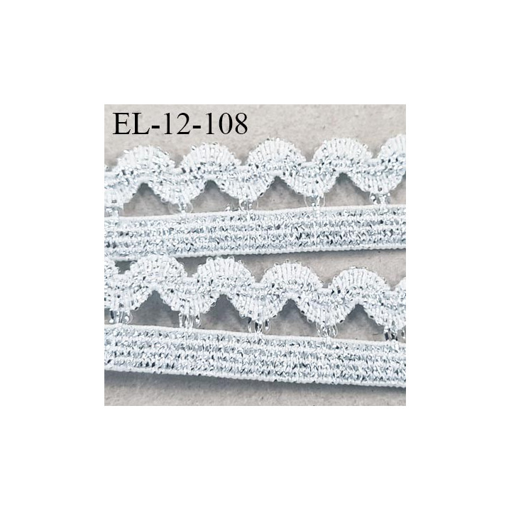 Elastique 12 mm lurex brillant couleur gris argent et blanc beaucoup plus brillant que sur la photo largeur 12 mm prix au mètre