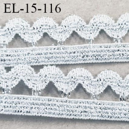 Elastique 15 mm lurex brillant couleur gris et blanc largeur 15 mm prix au mètre