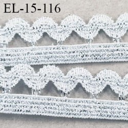 Elastique 15 mm lurex brillant couleur gris et blanc largeur 15 mm prix au mètre