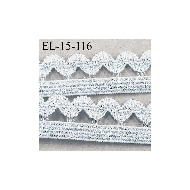 Elastique 15 mm lurex brillant couleur gris et blanc largeur 15 mm prix au mètre